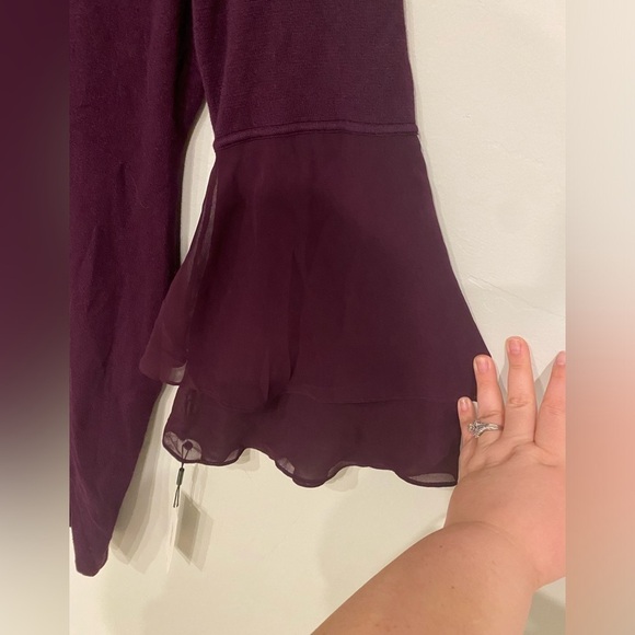 Calvin Klein - Plum Knit Body Con Dress with ruffle bell sleeves - Picture 4 of 12